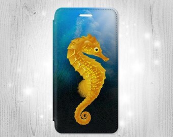 Seahorse Underwater World Leather Flip Case For iPhone 7 7 Plus 6S 6 6+ SE 5 Samsung Galaxy S7 Edge S6 Edge Plus S5 Note 5 4