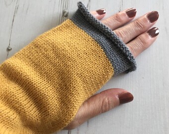 Yellow Fingerless Gloves, Mustard Wrist Warmers, Mustard Gloves, Ochre Fingerless Mitts, Alpaca Gloves, Yellow Mitts, Amber Gloves