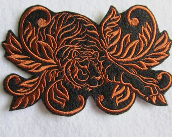 Embroidered Damask Tiger Iron On Patch, Tiger Patch, Tiger Iron On Patch, Tiger Applique, Iron On Applique, Tiger, Tigers