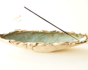 Green Incense Holder, Ceramic Incense Burner, Incense Stick Holder, Ash Catcher, Incense Tray, Incense Bowl, Aromatherapy, Meditation, Yoga