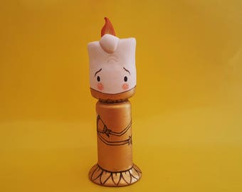 Kokeshi Peg Doll Wooden doll Disney character Lumiere from The Beauty and the Beast
