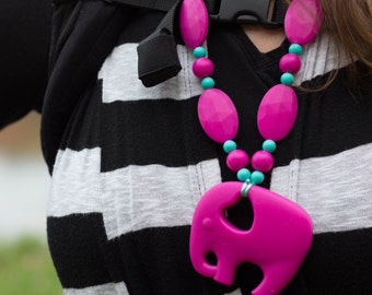 Chompy Silicone Elephant Teething Necklace
