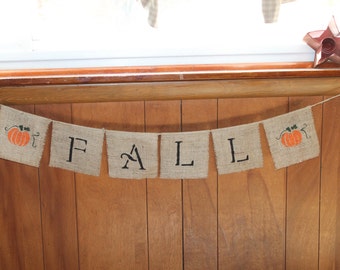 FALL PUMPKINS~ Burlap Banner/Garland ~ Thanksgiving Fall Autumn Holiday Decoration