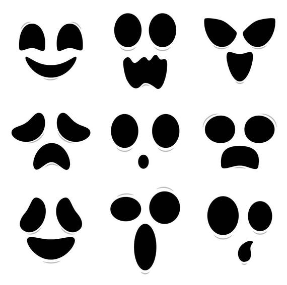 Download Halloween Set Spooky Ghost Faces Cutout Vector SVG file shirt