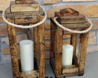 Wood Indoor/Outdoor Lanterns- Large and Small Set