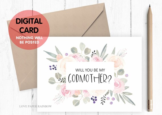 godmother card printable will you be my godmother card digital download godmother proposal floral godmother card