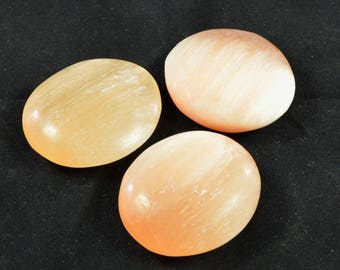 Peach Selenite Palm Stone // Polished Selenite // Selenite Decoration // Selenite Specimen // Metaphysical Crystal // Village Silversmith