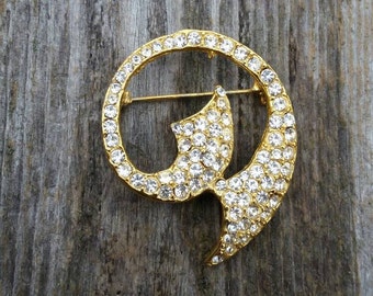 Rhinestone Encrusted Swirl Brooch