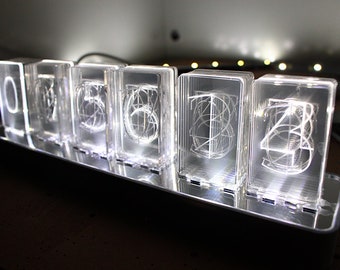NIXT CLOCK - Acrylic Nixie Led Clock - Acrylic Nixie Lamp - Easy Assembly - USB Powered