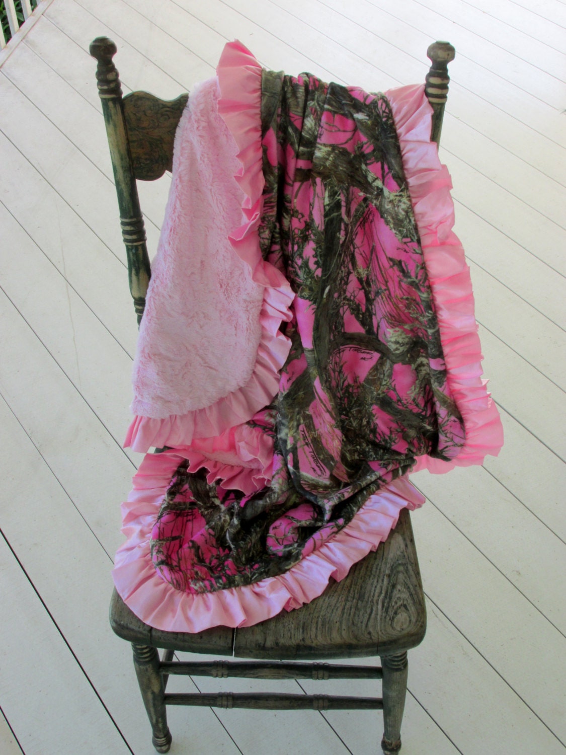 Pink Camo Minky True Timber Baby Blanket Pink Crushed Minky