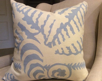 QUADRILLE Alan Campbell Pillow Cover in Seafoam Ferns Uni Design