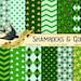 St. Patrick's Day Digital Paper Pack - Shamrocks & Gold - Instant Download Commerical Use - Irish 4-Leaf Clovers Backgrounds