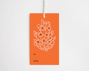 Christmas Gift Tags - Pine Cone Red