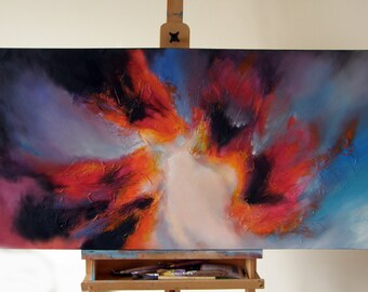 Original Abstract Modern Oil Painting, Large wall art canvas, Modern Art Contemporary painting,100% Hand-Made, extra thick, by Maia Nikolov