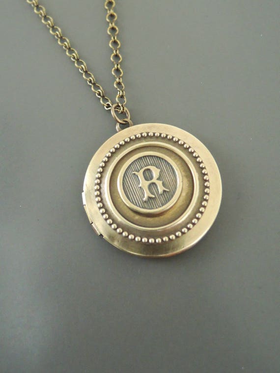 Vintage Necklace Locket Necklace Initial R Letter R