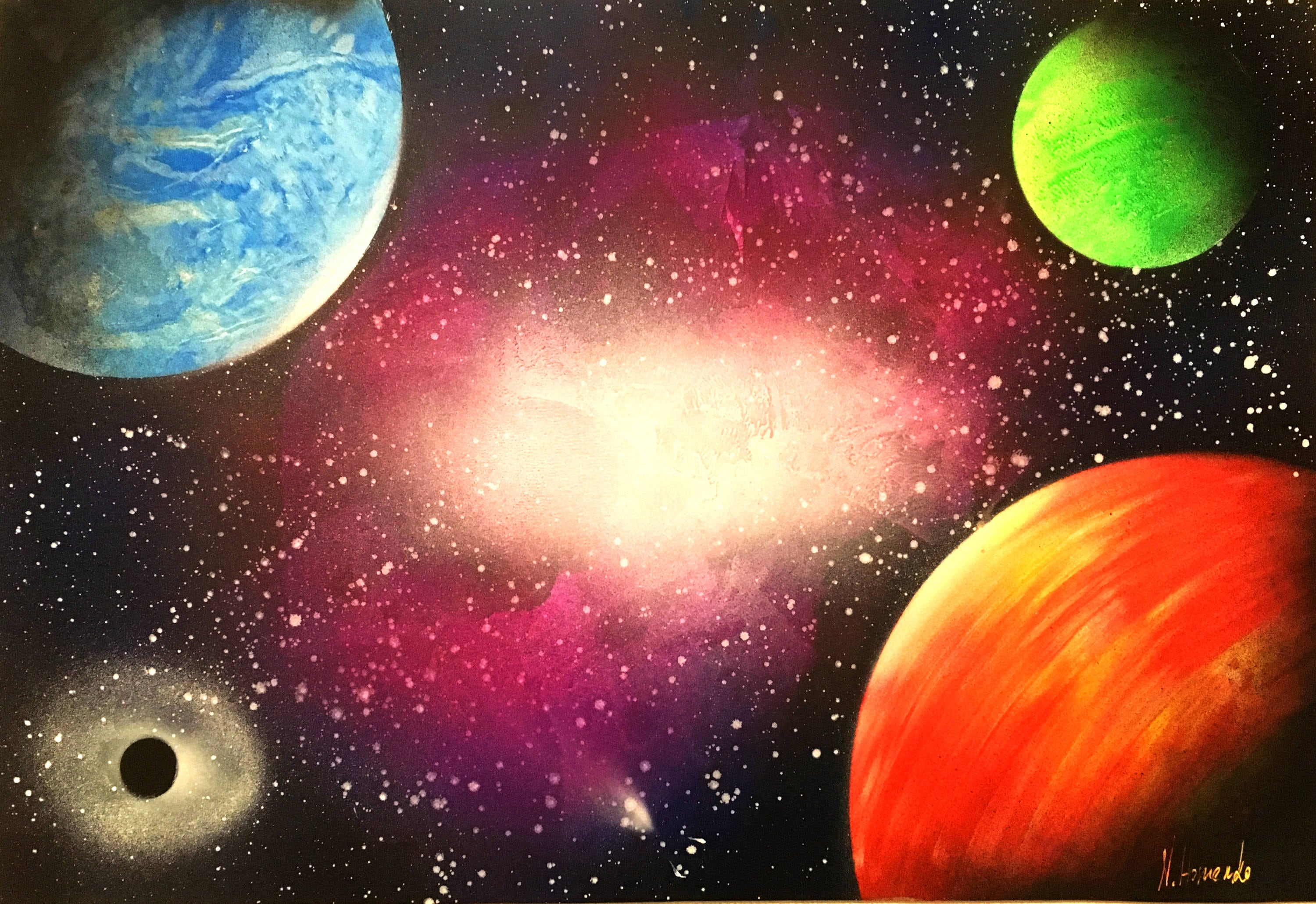  Peinture  art espace  peinture  Galaxy peinture  plan te