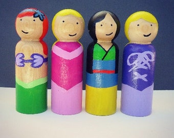 Princess (Kit #1) - UNFINISHED Wooden Peg Dolls - DIY Kit