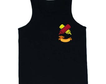 Pocket Hotdog Cross Ketchup And Mustard Men's Tank Top
