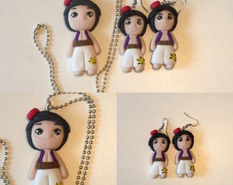 Necklace and Earring Set aladdin in polymer clay earrings
