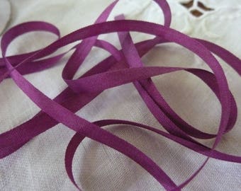 Plain 4mm plum Silk Ribbon