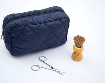 Travel Kit, Travel Case for men, Navy blue pouch, Utility pouch, Utility kit, Shaving pouch, Toiletries pouch, Quilted pouch, Zipper pouch