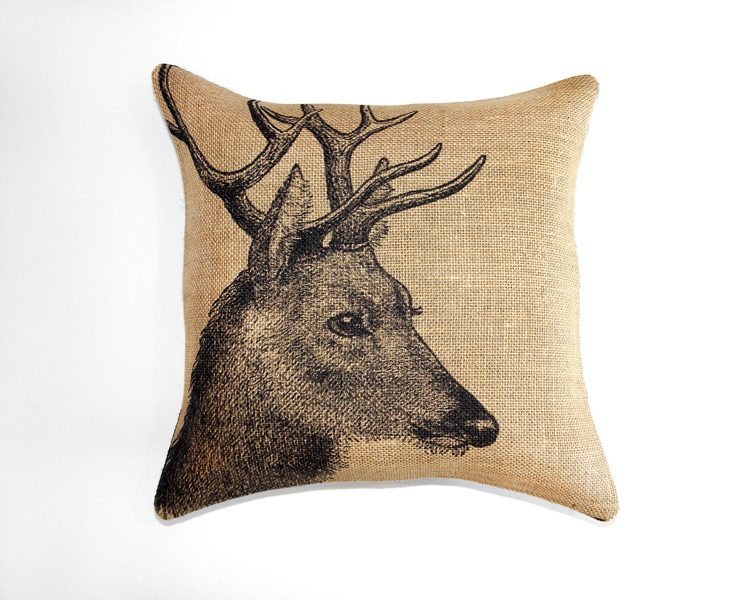 Deer Pillow Burlap Cushion Rustic Decorative Throw Deer Pillow Burlap Cushion Rustic Decorative Throw
