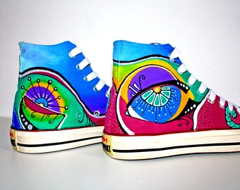 BRAZILIAN EYES, Custom Shoes, Handpainted Shoes, Customized Converse, Custom Converse, Handpainted Converse, Custom Kicks, Custom Sneakers