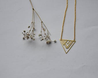 Gold geometric triangle necklace