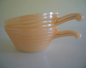 Fire King Lustreware soup or chili bowls, with handles, Set of 2
