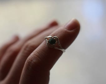 Unique Natural Raw Emerald Ring Raw Diamond Engagement Ring Rough Emerald and Diamond Wedding Band