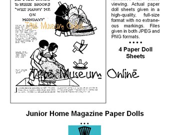 Vintage Paper Dolls Nursery Rhyme Doll Sheets Childrens Magazine Set Of 4 Coloring Book PDF Digital Download BONUS Guide