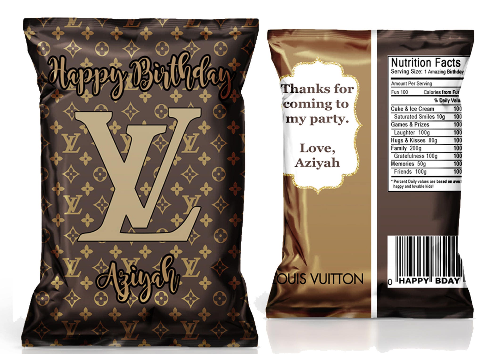 Designer Inspired party favor chip bag for birthday party