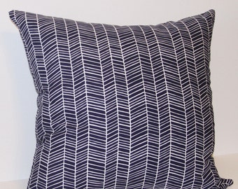 Pillow- Throw Pillow, Pillow Cover, Navy Blue Throw Pillows, Decorative Throw Pillow Herringbone Nautical decor Beach decor Baby boy nursery