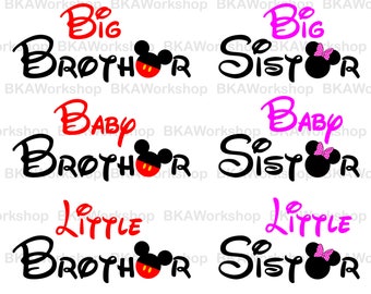 Brother, Sister Mickey svg - Brother, sister Minnie svg - Brother, sister digital clipart for Design or more, files download svg, png, dxf