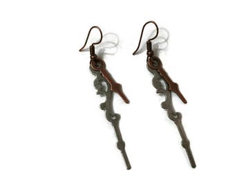 Clock Hand Earrings, Unique Earrings, Dangle Earrings, Unusual Earrings, Statement Earrings, Steampunk