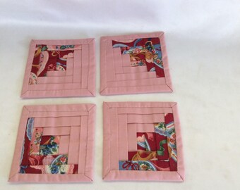 Set of 4 Vintage Fabric Coasters