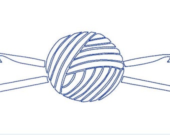 Embroidery Bluework, Redwork Design File Crochet Needles and Yarn, Great for Tote Bag, Gift Bag, Pillow