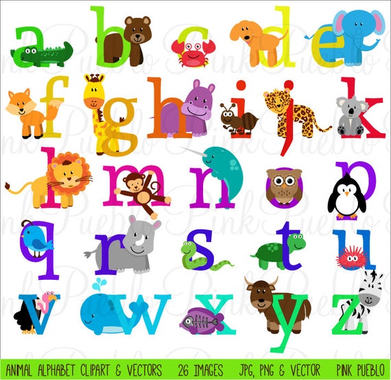 animal alphabet font with safari jungle zoo animals