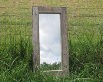 Rustic Mirror Made From Grey Reclaimed Wood - Long Mirrors