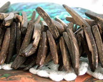 Coconut Shell Beads, Coco Beads, Coconut Stick Beads, Natural Beads, Recycled Beads NAT-137
