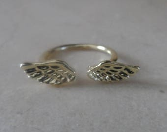 ring adjustable gold Angel Wings