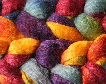 Blueface Leicester Tussah Silk Spinning Fiber - 'Rainforest'