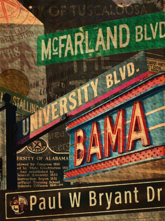 Items similar to Signs of Tuscaloosa // Art Print // 12