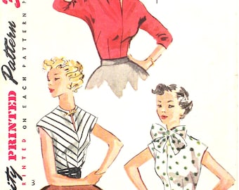 UNUSED 50's Rockabilly Blouse Bust 32 Vintage Sewing Pattern Simplicity 4180 Size 14
