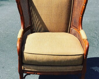 Beautiful vintage Ethan Allen faux bamboo chair - cane