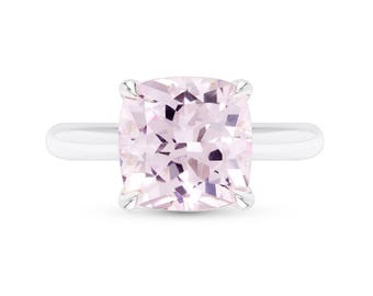 Pink Sapphire Ring - Cushion Cut Light Pink Sapphire Solitaire Ring - Morganite Pink Ring - Peach Sapphire - Light Pink Saphire Ring