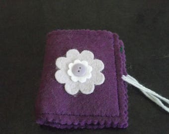 Purple flower needle case or pin case