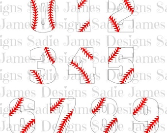 Baseball laces numbers SVG and Silhouette Studio cutting file, Instant Download