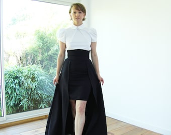 Navy maxi skirt, maxi skirt with pockets, high waisted maxi skirt, ballgown skirt, high low skirt, hi lo skirt, overskirt