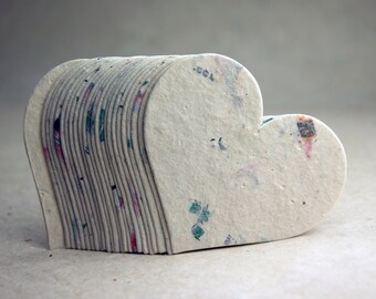 Large Seed Paper Hearts 2.85"w x 2.5"h Wildflower Natural Lotka Recycled Fibers #47s for Weddings or Events